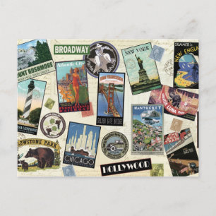 Carte Postale Vintage voyage moderne USA