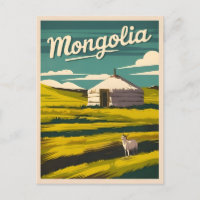 Vintage voyage Mongolie Yurt Retro Graphisme