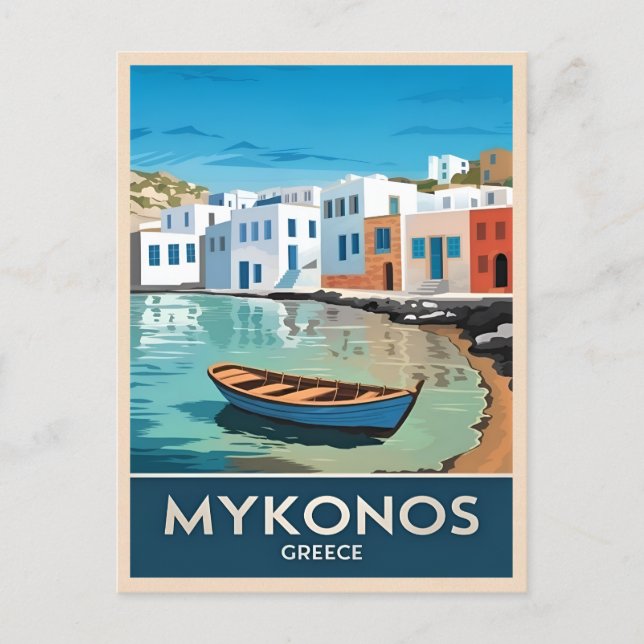 Carte Postale Vintage voyage Mykonos Grèce Paysage balnéaire (Devant)