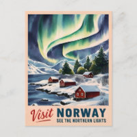 Vintage voyage Norvège Northern Lights Retro Pitto