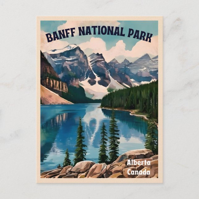 Carte Postale Vintage voyage Parc national Banff Graphique rétro (Devant)