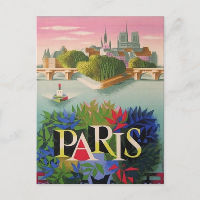 Carte postale Vintage voyage Paris France (Devant)