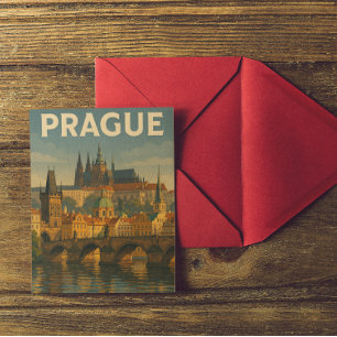 Carte Postale Vintage voyage Prague République tchèque
