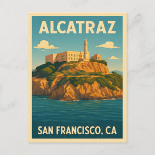 Carte Postale Vintage voyage rétro Alcatraz Island San Francisco