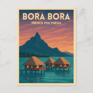 Carte Postale Vintage voyage rétro Bora Bora Polynésie française