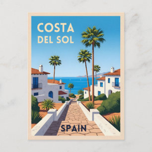 Carte Postale Vintage voyage rétro Costa Del Sol Espagne Balnéai
