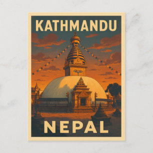 Carte Postale Vintage voyage rétro Kathmandu Nepal Temple Pittor