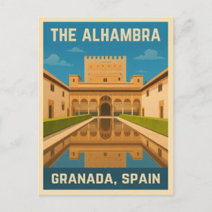 Carte Postale Vintage voyage Rétro L'Alhambra Granada Espagne