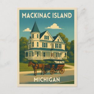 Carte Postale Vintage voyage rétro Mackinac Island Michigan