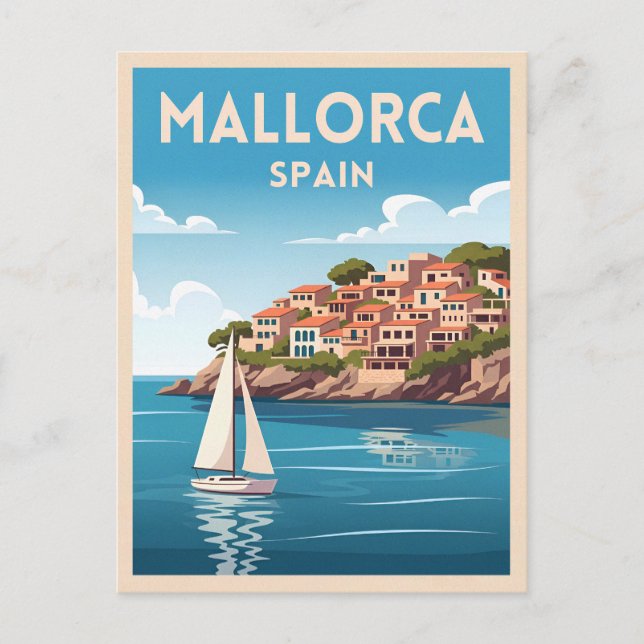Carte Postale Vintage voyage rétro Mallorca Espagne (Devant)