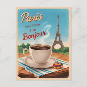 Carte Postale Vintage voyage rétro Paris France Tour Eiffel