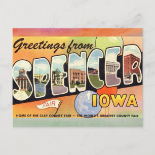 Carte postale Vintage voyage Spencer Iowa