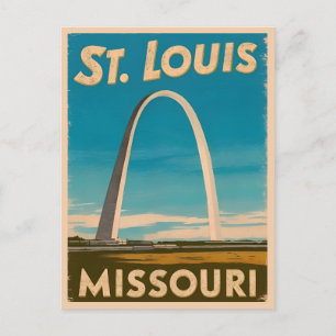 Carte Postale Vintage voyage St Louis Gateway Arch Retro Pittore