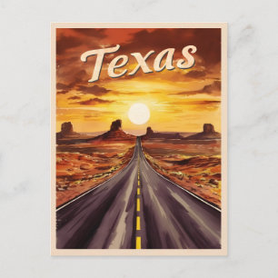 Carte Postale Vintage voyage Texas Paysage Retro coucher de sole