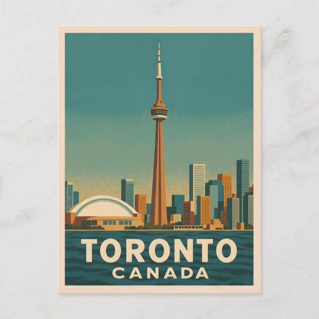 Carte Postale Vintage voyage Toronto Canada Skyline Retro Pittor (Devant)
