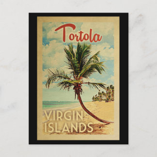 Carte Postale Vintage voyage Tortola Palm Tree