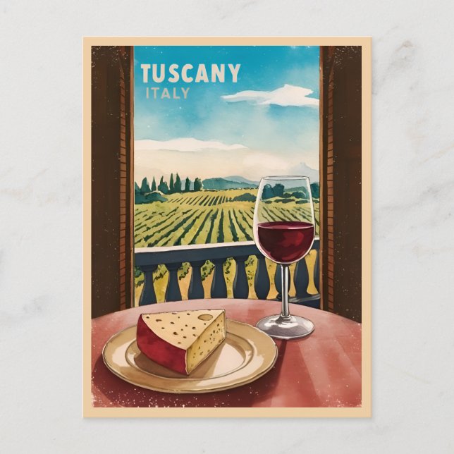 Carte Postale Vintage voyage Toscane Italie Vignoble Retro (Devant)