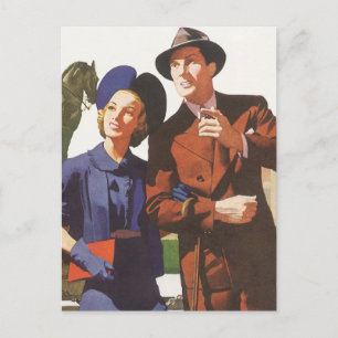 Carte Postale Vintage voyage, Touristes en Vacances