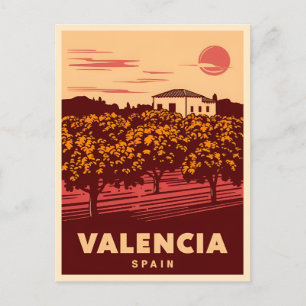 Carte Postale Vintage voyage Valencia Espagne Paysage rétro