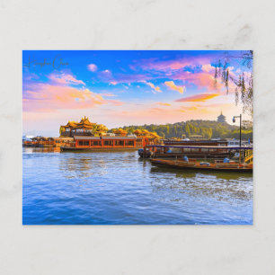 Carte Postale Vintage Voyage ville Hangzhou Chine Rétro chinois