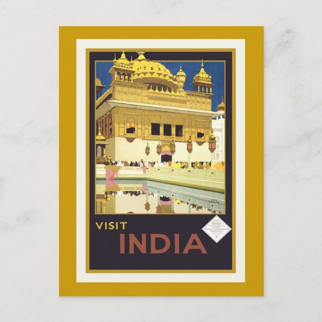 Carte postale Vintage voyage "Visit India" (Devant)