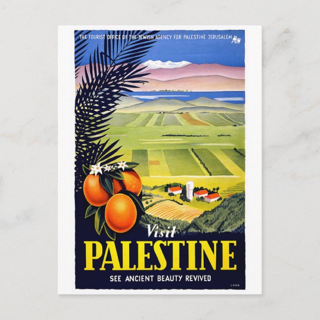 Carte postale Vintage voyage "Visit Palestine" (Devant)