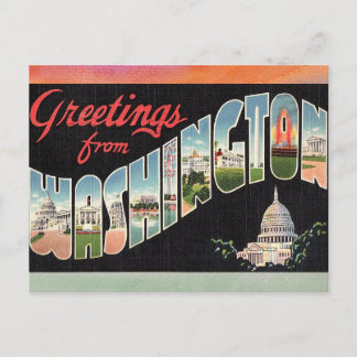 Carte postale Vintage voyage Washington