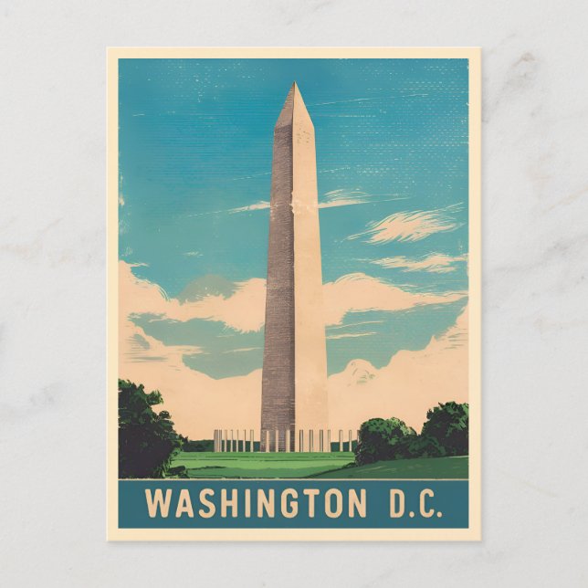 Carte Postale Vintage voyage Washington Monument Retro Pittoresq (Devant)
