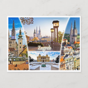 Carte Postale Vintage voyage Zagreb Croatie Cityscape retro
