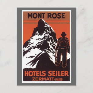 Carte Postale Vintage voyage Zermatt Suisse Étiquette Hôtel