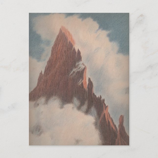 Carte Postale Vintage vue montagne paysage nuages neige unique (Devant)