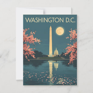 Carte Postale Vintage Washington D.C. Cherry Blossoms Travel