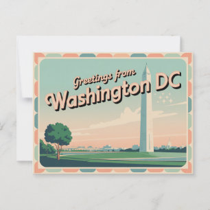Carte postale vintage Washington DC Salutations