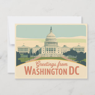 Carte postale vintage Washington DC Salutations