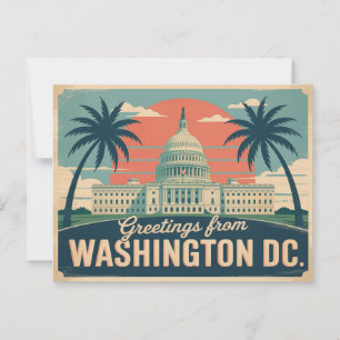 Carte postale vintage Washington DC Salutations