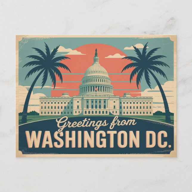 Carte postale vintage Washington DC | Salutations  (Devant)