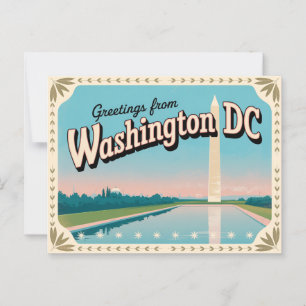 Carte postale vintage Washington DC Salutations