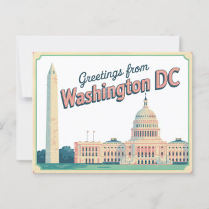 Carte postale vintage Washington DC Salutations