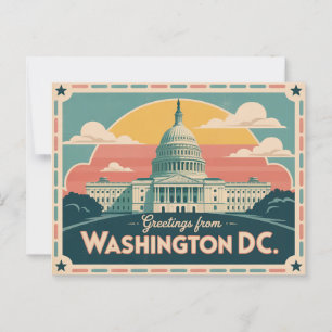 Carte postale vintage Washington DC Salutations