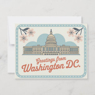 Carte postale vintage Washington DC Salutations