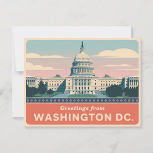 Carte postale vintage Washington DC Salutations