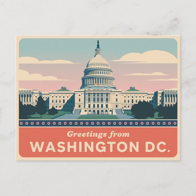 Carte postale vintage Washington DC | Salutations  (Devant)