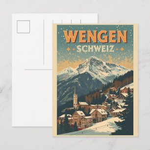 Carte Postale Vintage WENGEN ski Suisse Alpes suisses cadeaux