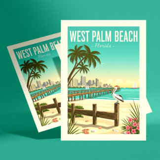 Carte Postale Vintage West Palm Beach Floride