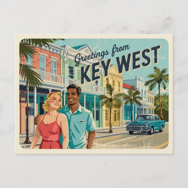 Carte postale vintage West | Salutations de (Devant)