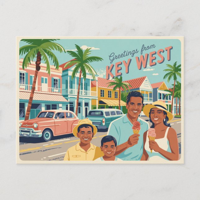 Carte postale vintage West | Salutations de (Devant)