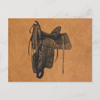 Carte Postale Vintage Western Horse Saddle