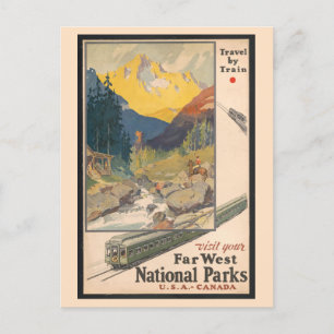 Carte Postale Vintage Western National Park Voyage En Train