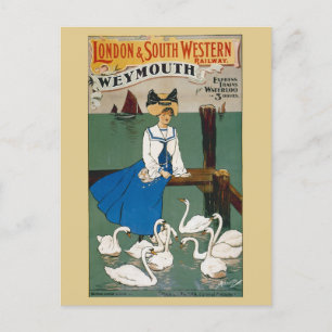 Carte Postale Vintage Weymouth Angleterre Voyage en train britan