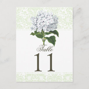 Carte Postale Vintage White Hydrangea Mariage Numéro de tableau